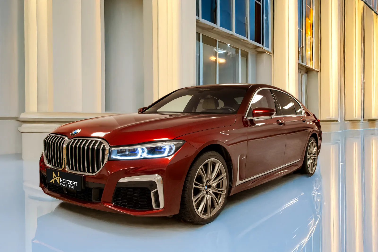 BMW 750 Limousine Seite Chauffeur Frankfurt